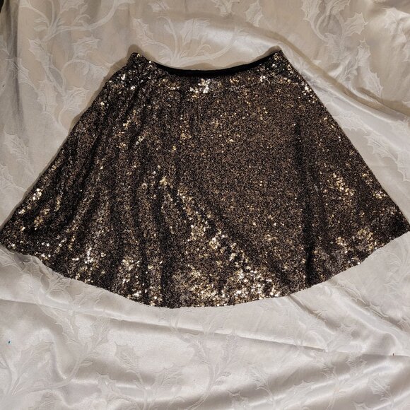 NWOT Xhilaration Women's Gold Micro Sequined Circle Skirt - Picture 1 of 6